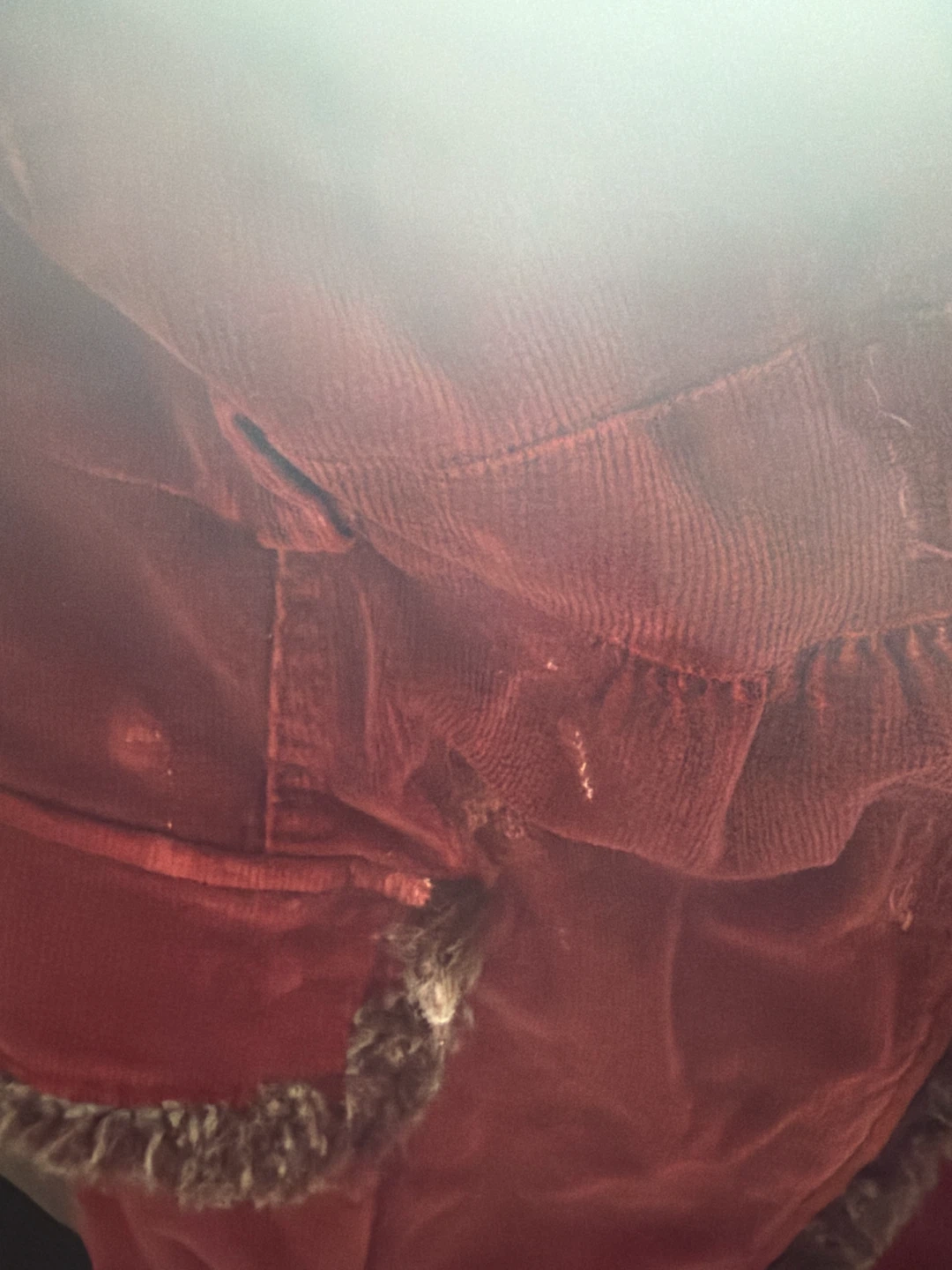 Quzhyizu Red Corduroy Coat with Faux Fur Trim - photo 2
