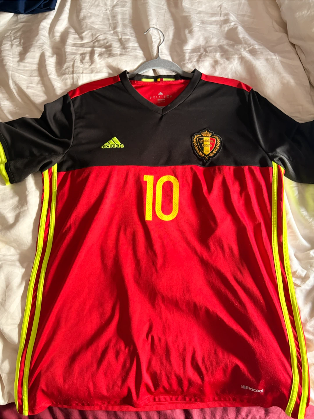 Adidas Belgium Soccer Jersey E. Hazard #10 Climacool Size L