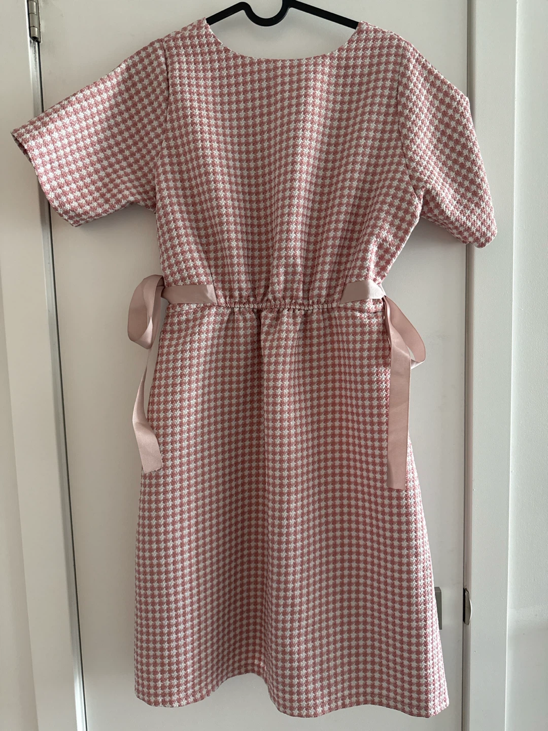 Pink Gingham Summer Dress with Bows on 2 Sides - photo 2