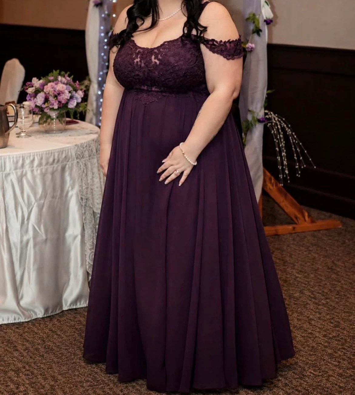 Purple Lace Bodice Evening Gown