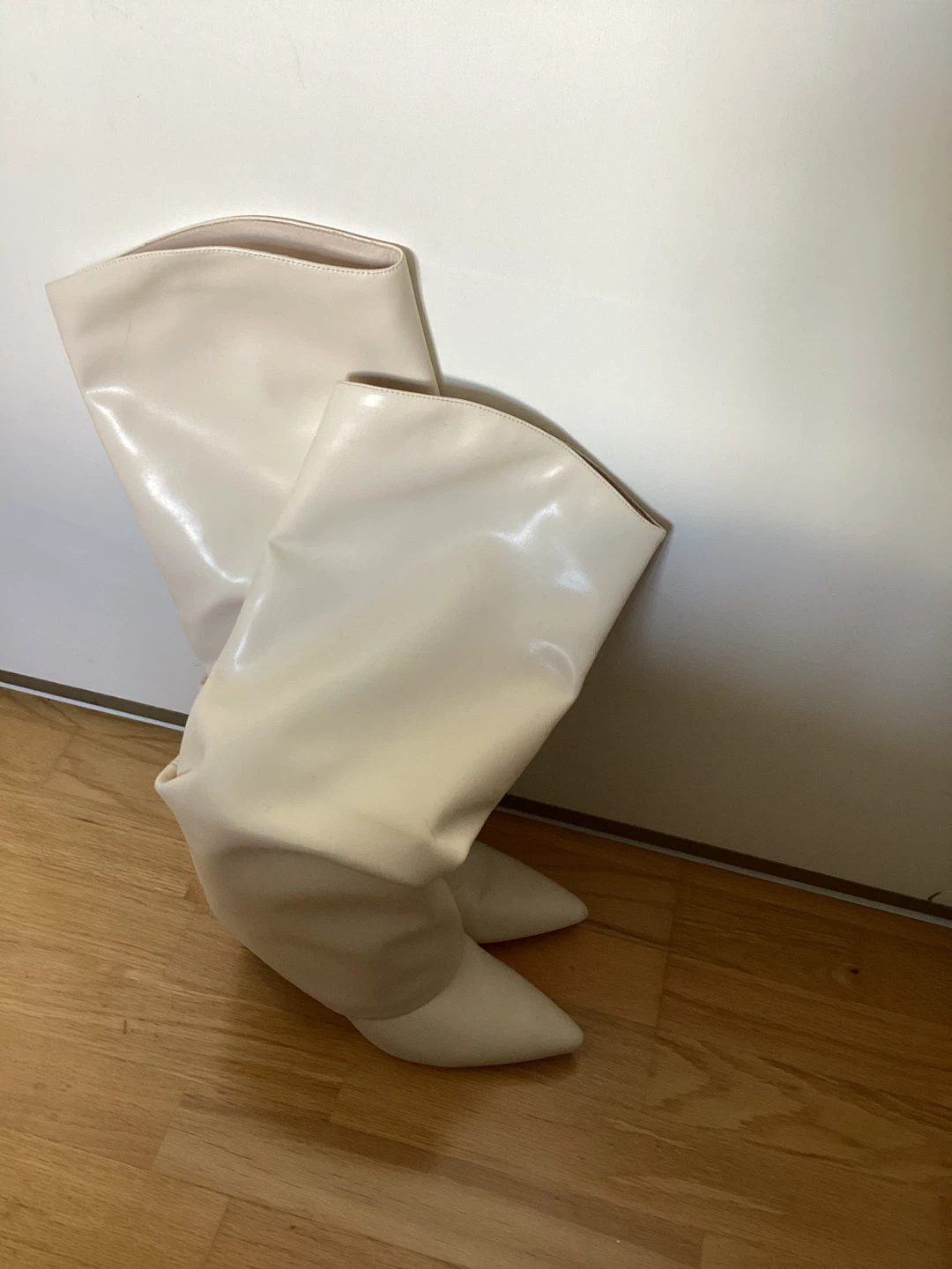 Slouchy Pointed Toe Stiletto Boots - Beige Size 10 - photo 3