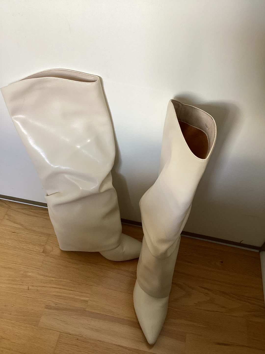 Slouchy Pointed Toe Stiletto Boots - Beige Size 10 - photo 2