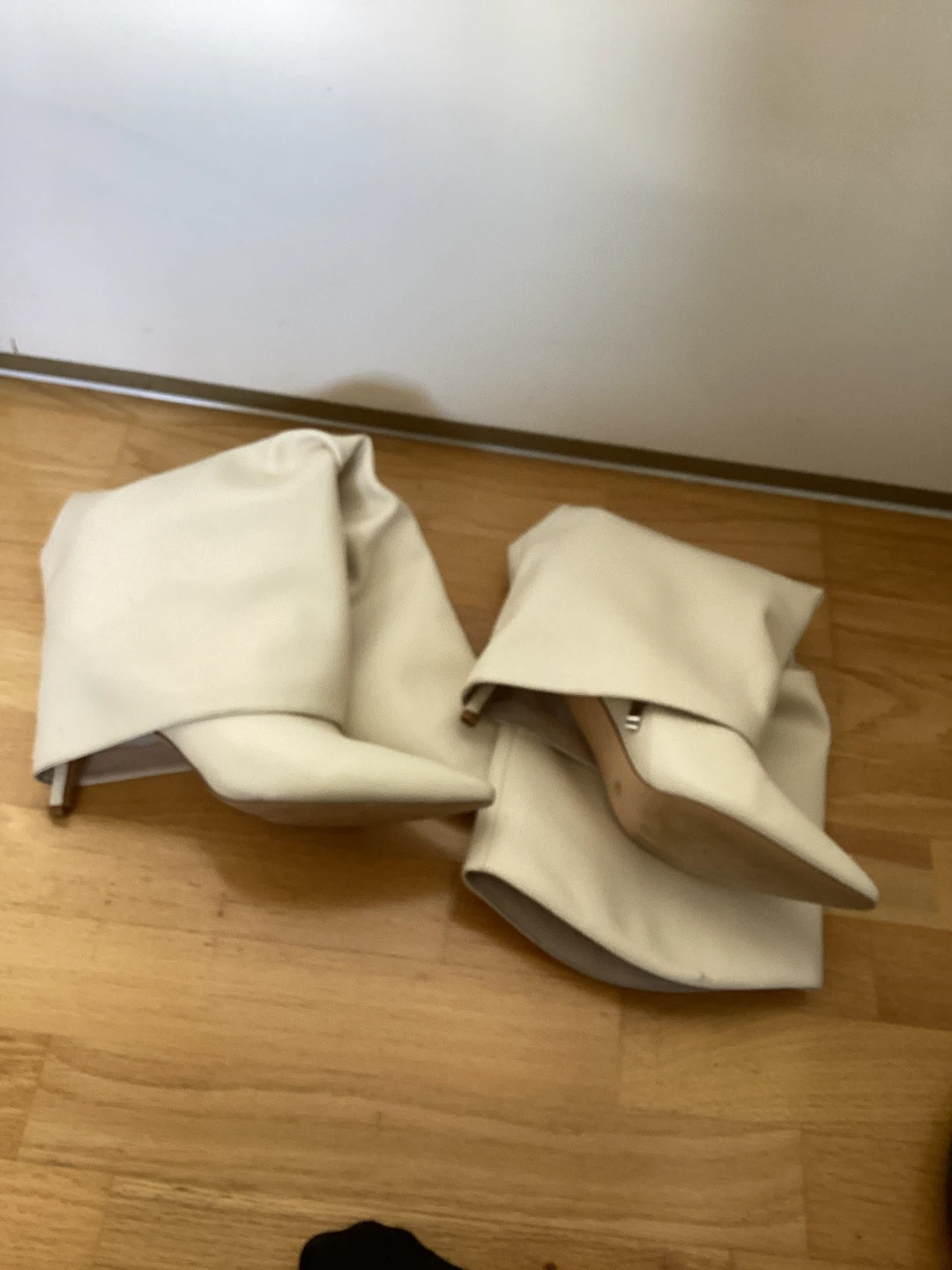 Slouchy Pointed Toe Stiletto Boots - Beige Size 10 - photo 4