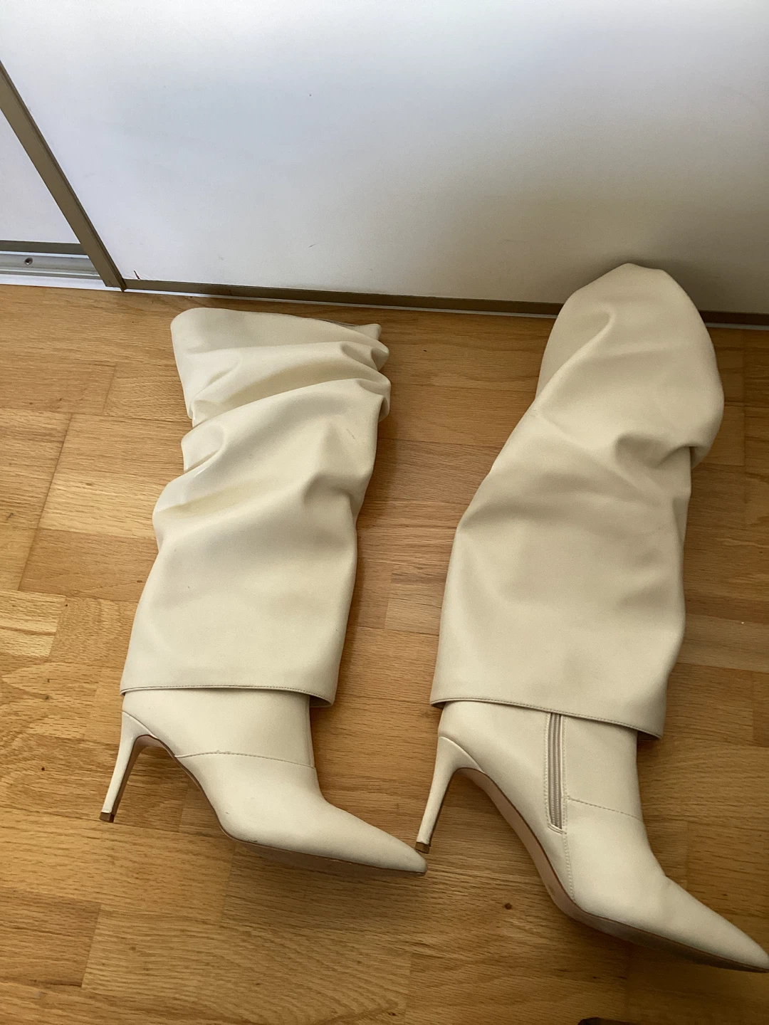 Slouchy Pointed Toe Stiletto Boots - Beige Size 10 - photo 5