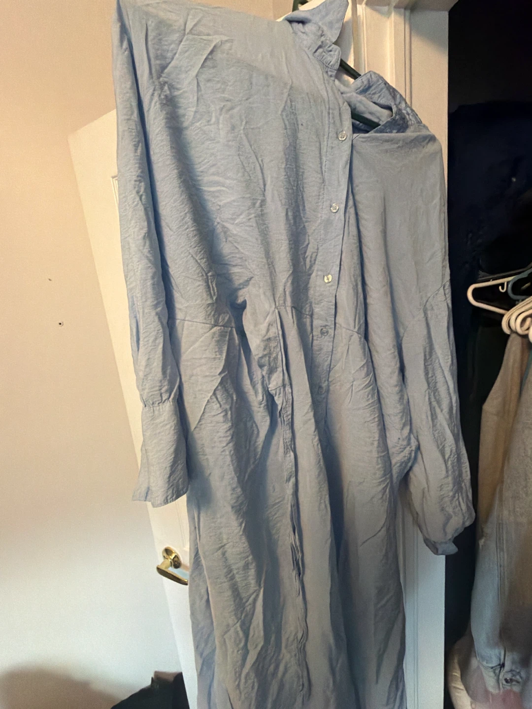 H&M Light Blue Button-Up Midi Dress