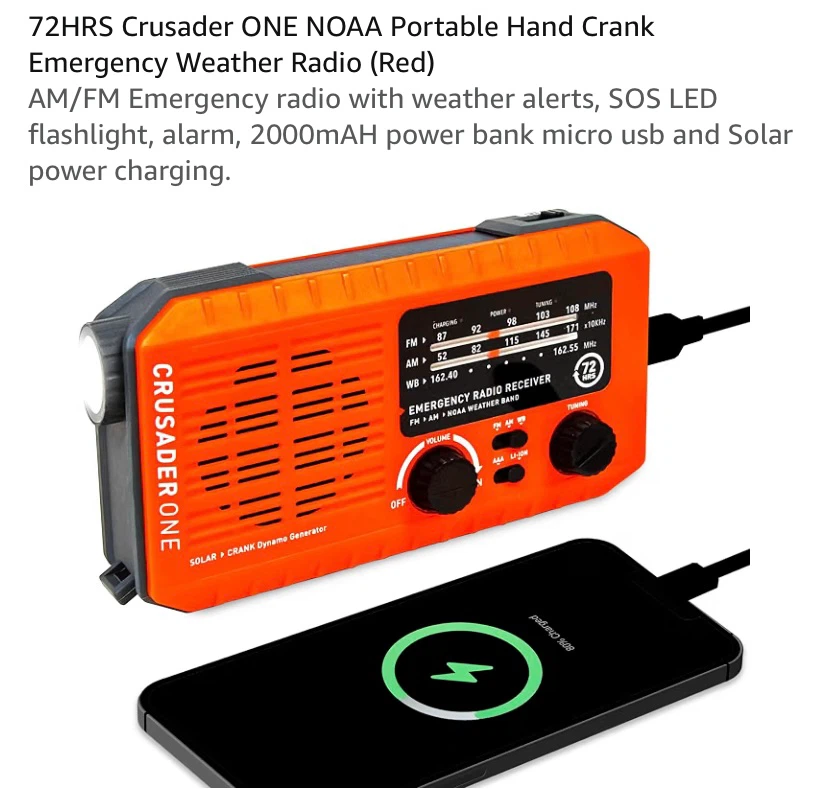 New Solar Power Bank, Radio, Emergency Light Crusader One
