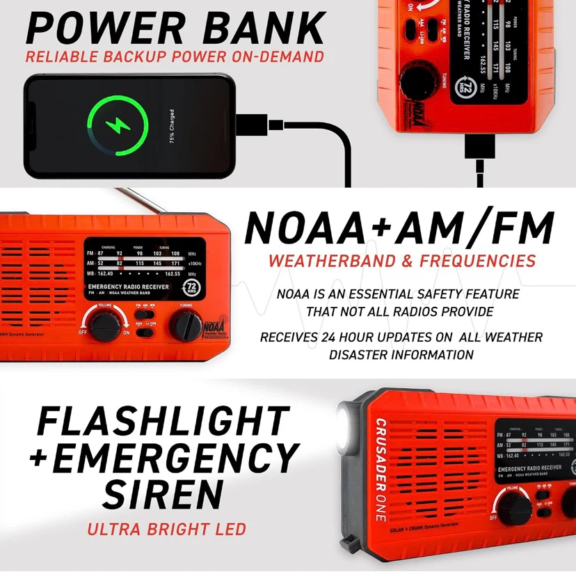 New Solar Power Bank, Radio, Emergency Light Crusader One - photo 2