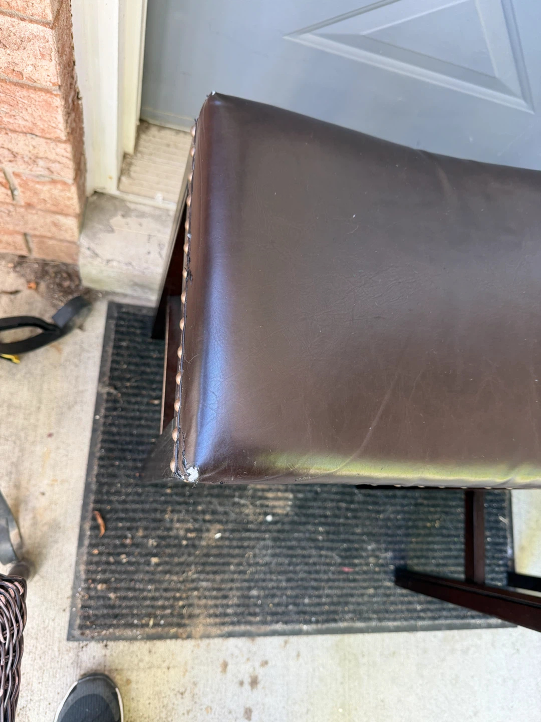 Set of 2 Brown Faux Leather Saddle Bar Stools - photo 3