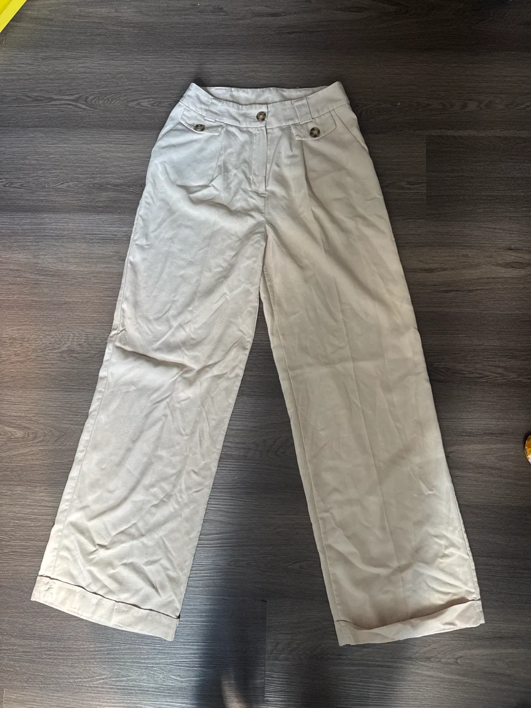 Beige Wide-Leg Pants