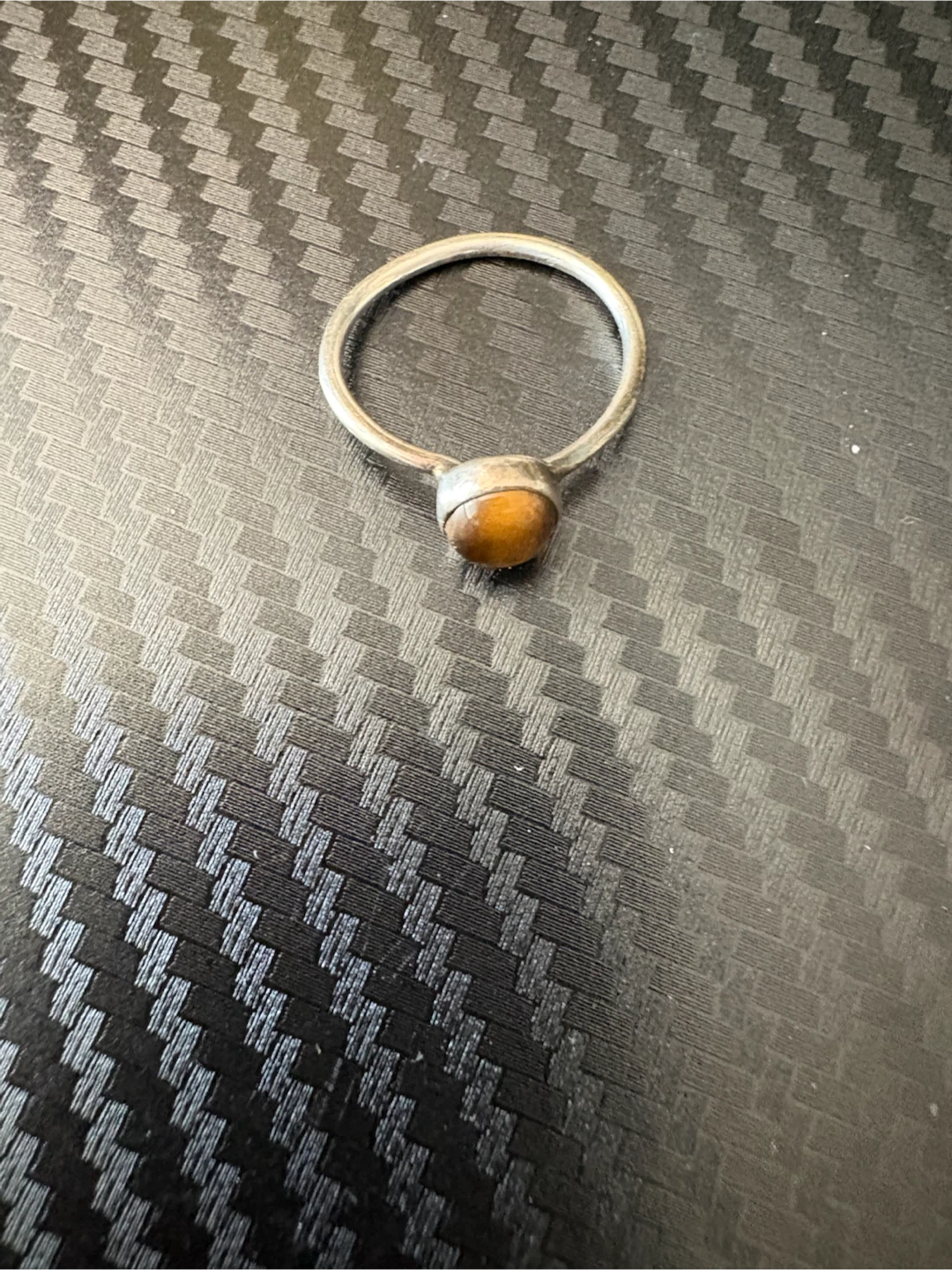 Silver ring with tiger's eye stone