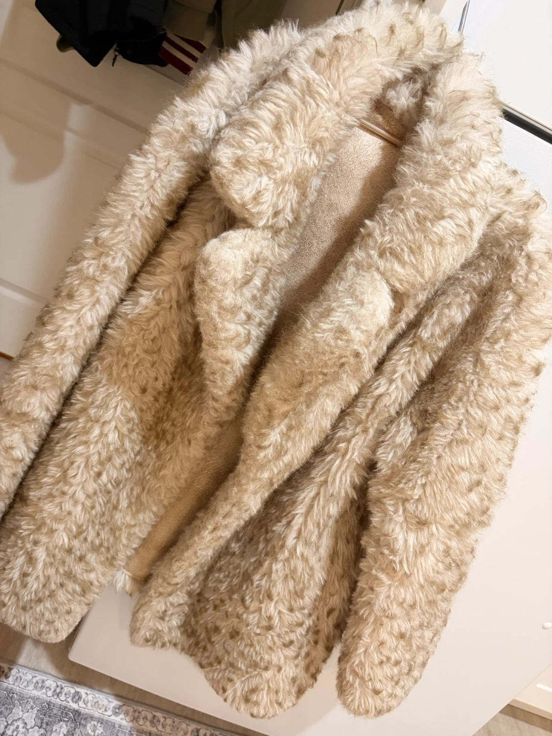 Beige Fuzzy Faux Fur Coat - photo 2