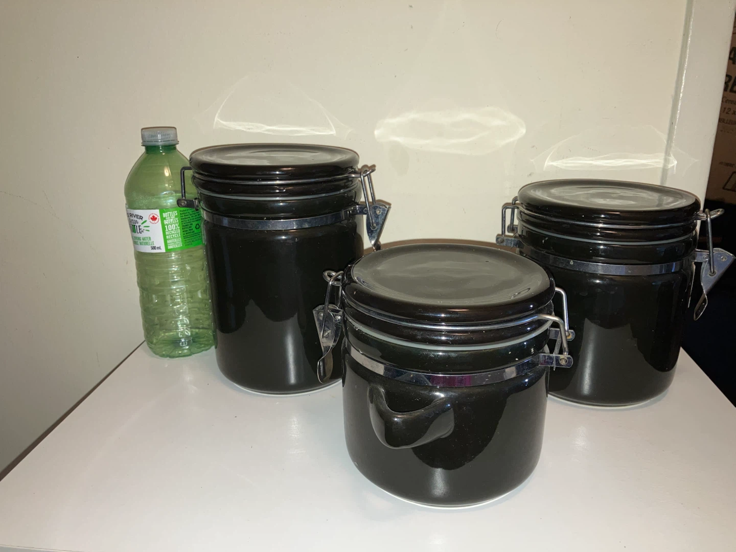 Set of 3 Black Storage Canisters