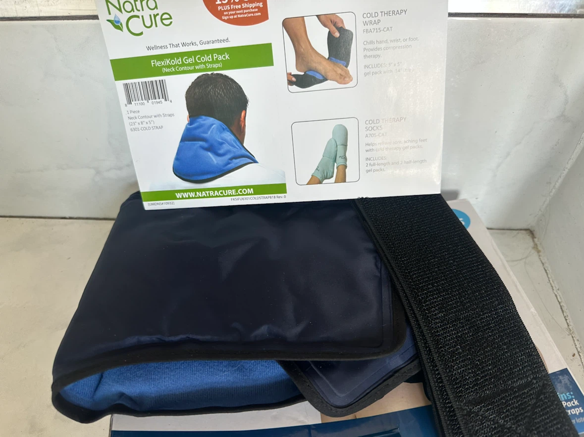 New NatraCure FlexiKold Gel Cold Pack Neck Contour
