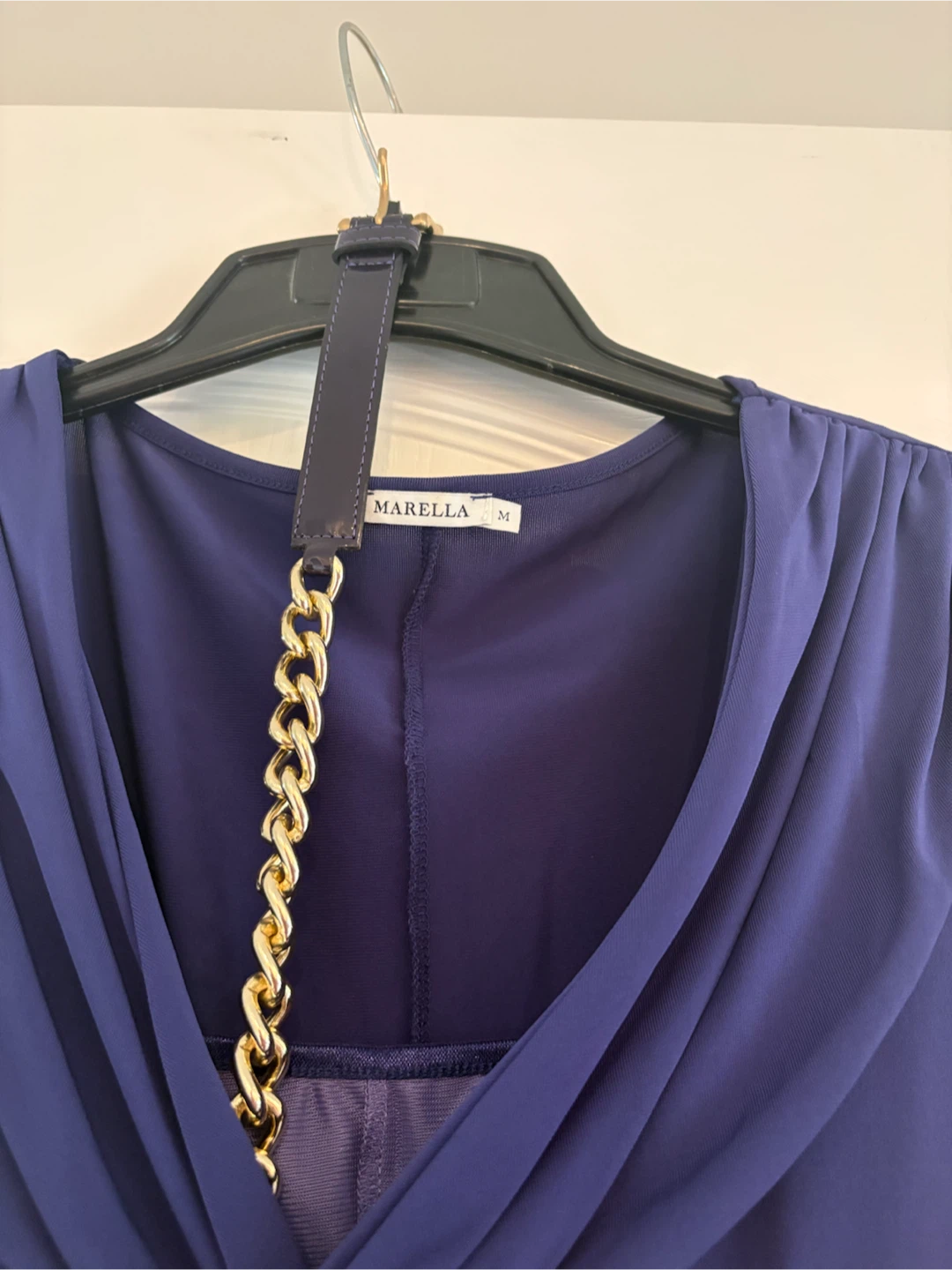 Marella Navy Blue Sleeveless Chain Detail Dress Size M - photo 2