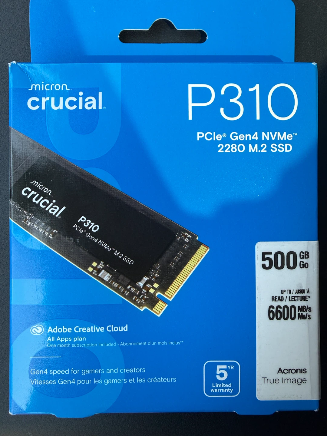 Crucial P310 500GB PCIe Gen4 NVMe M.2 SSD