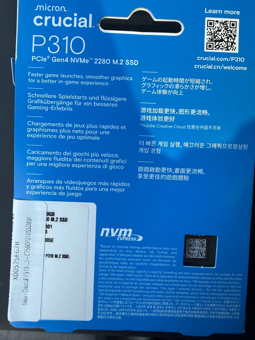 Crucial P310 500GB PCIe Gen4 NVMe M.2 SSD - photo 2