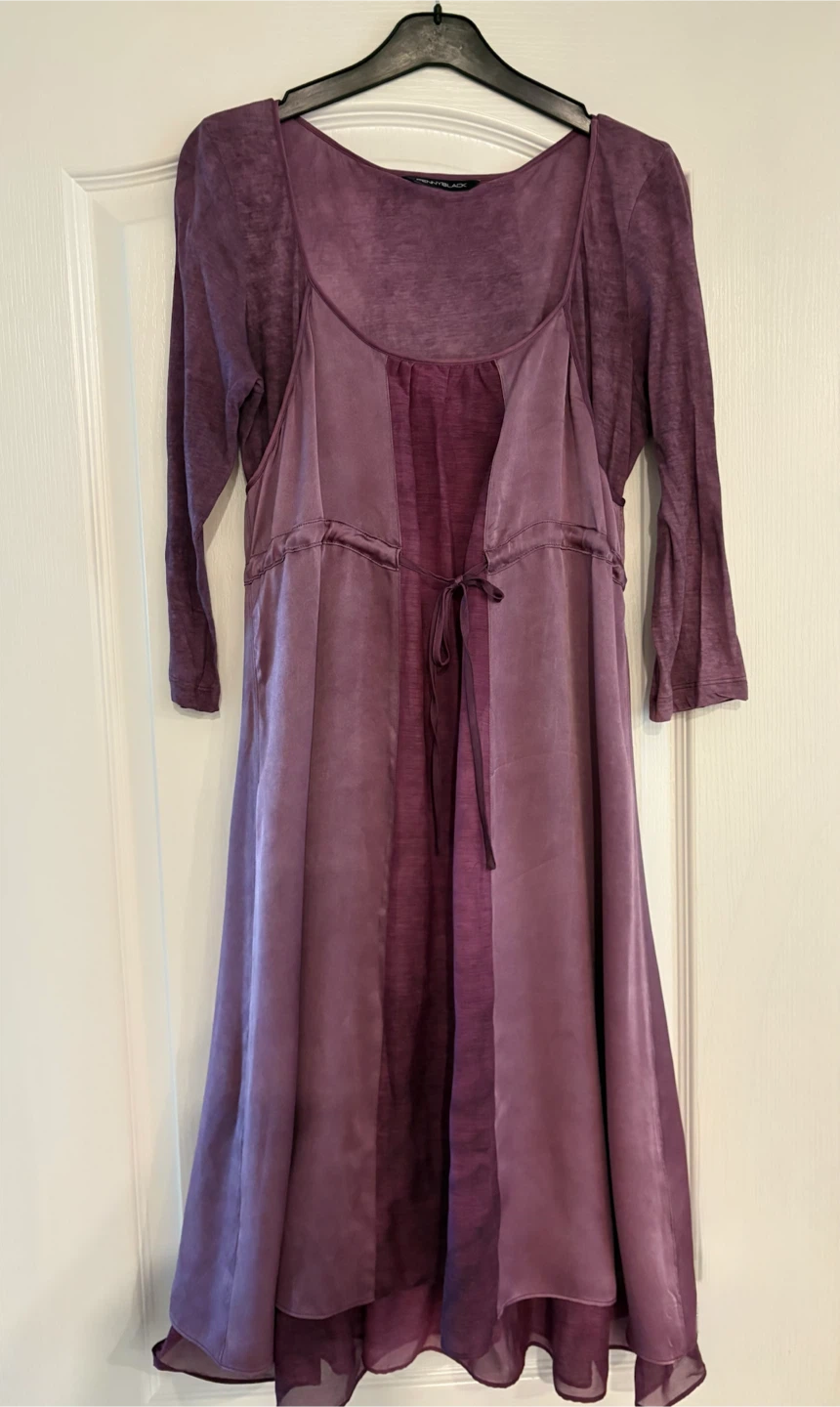 PENNYBLACK Purple Dress with Sheer Ruffle Trim