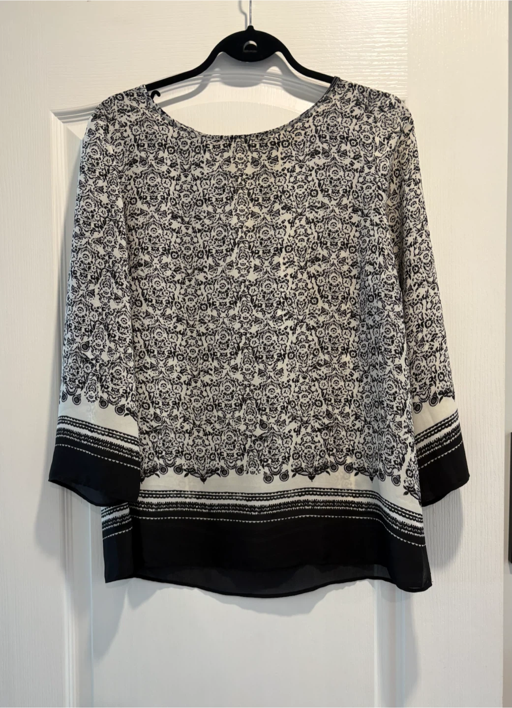 Black and White Floral Print Blouse