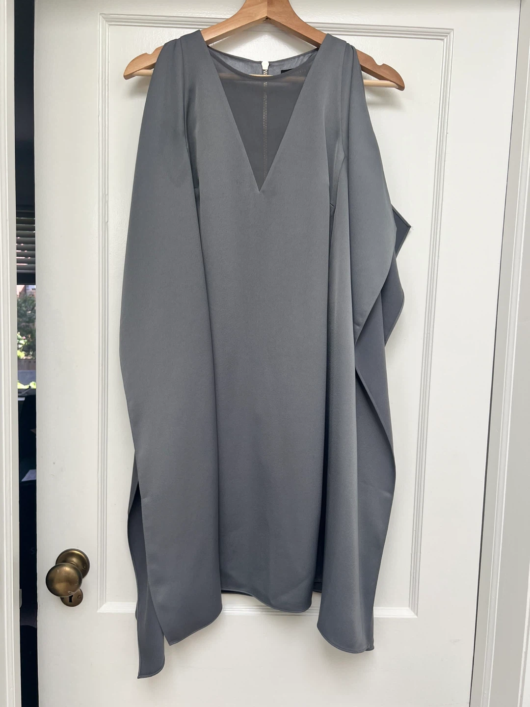 Ted Baker Cocktail Grey V-Neck Cape Dress