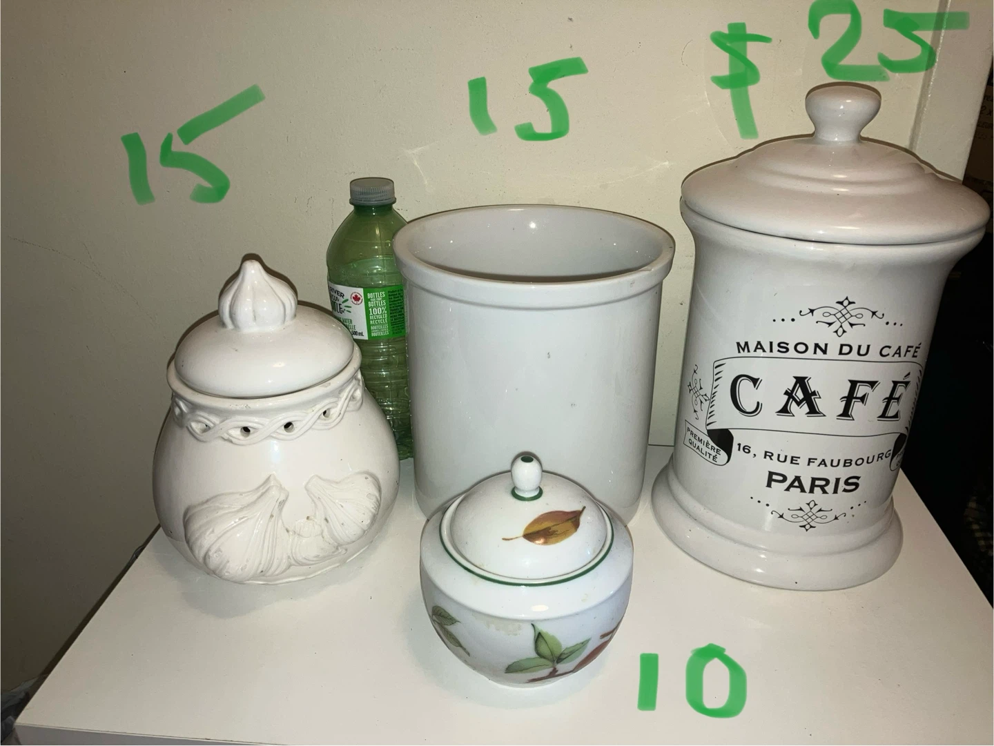 White Ceramic Kitchen Canisters-price of Each