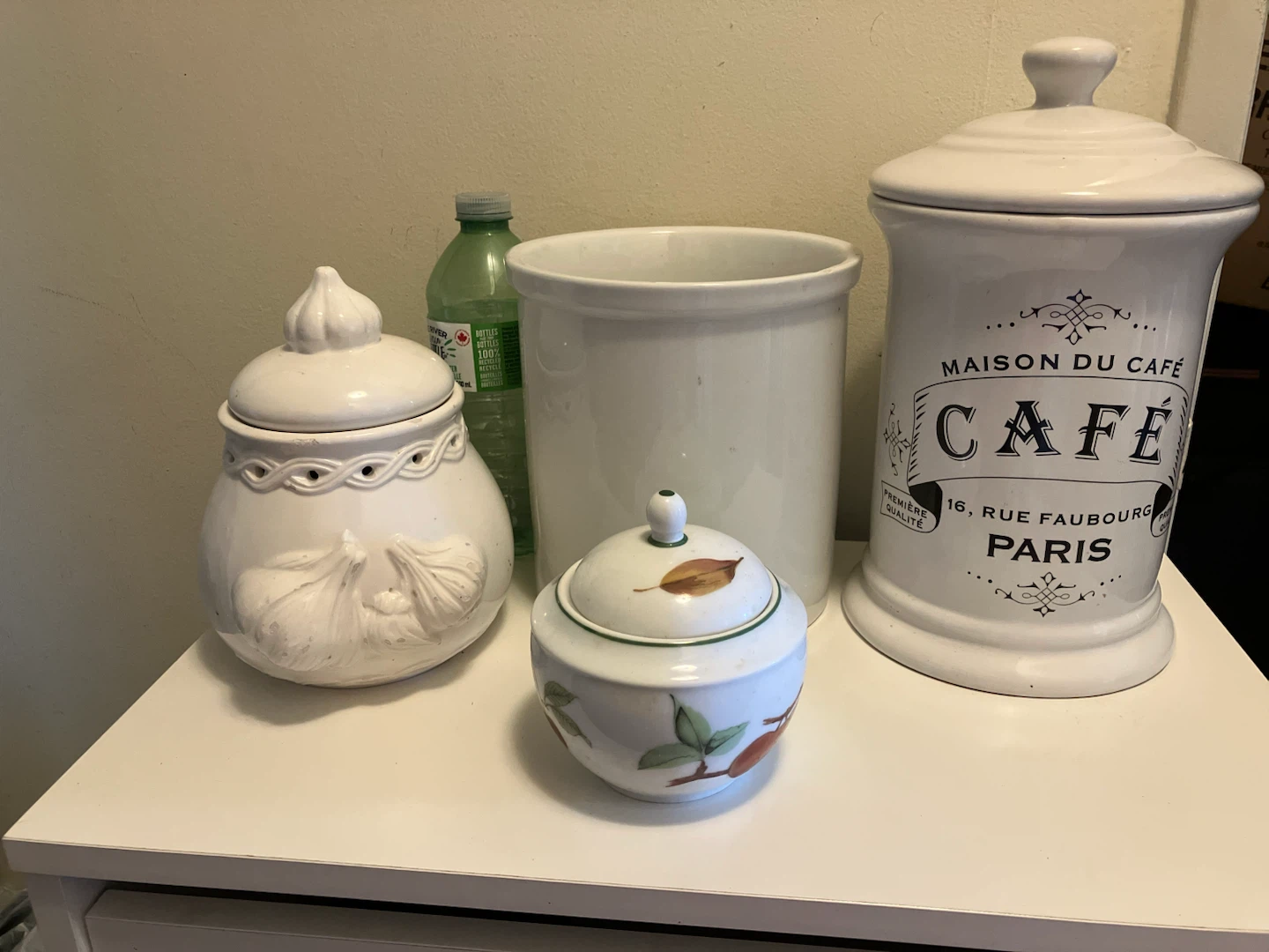 White Ceramic Kitchen Canisters-price of Each - photo 2