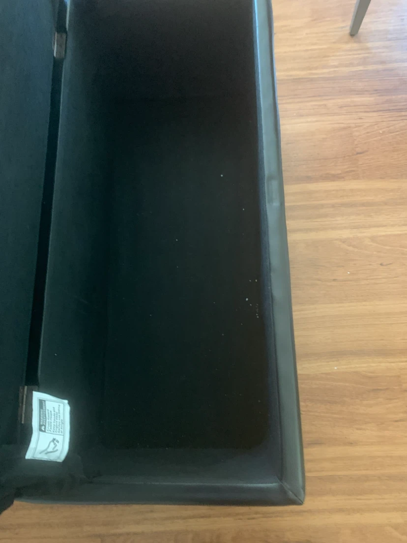 Black Faux Leather Storage Ottoman Bench - photo 2