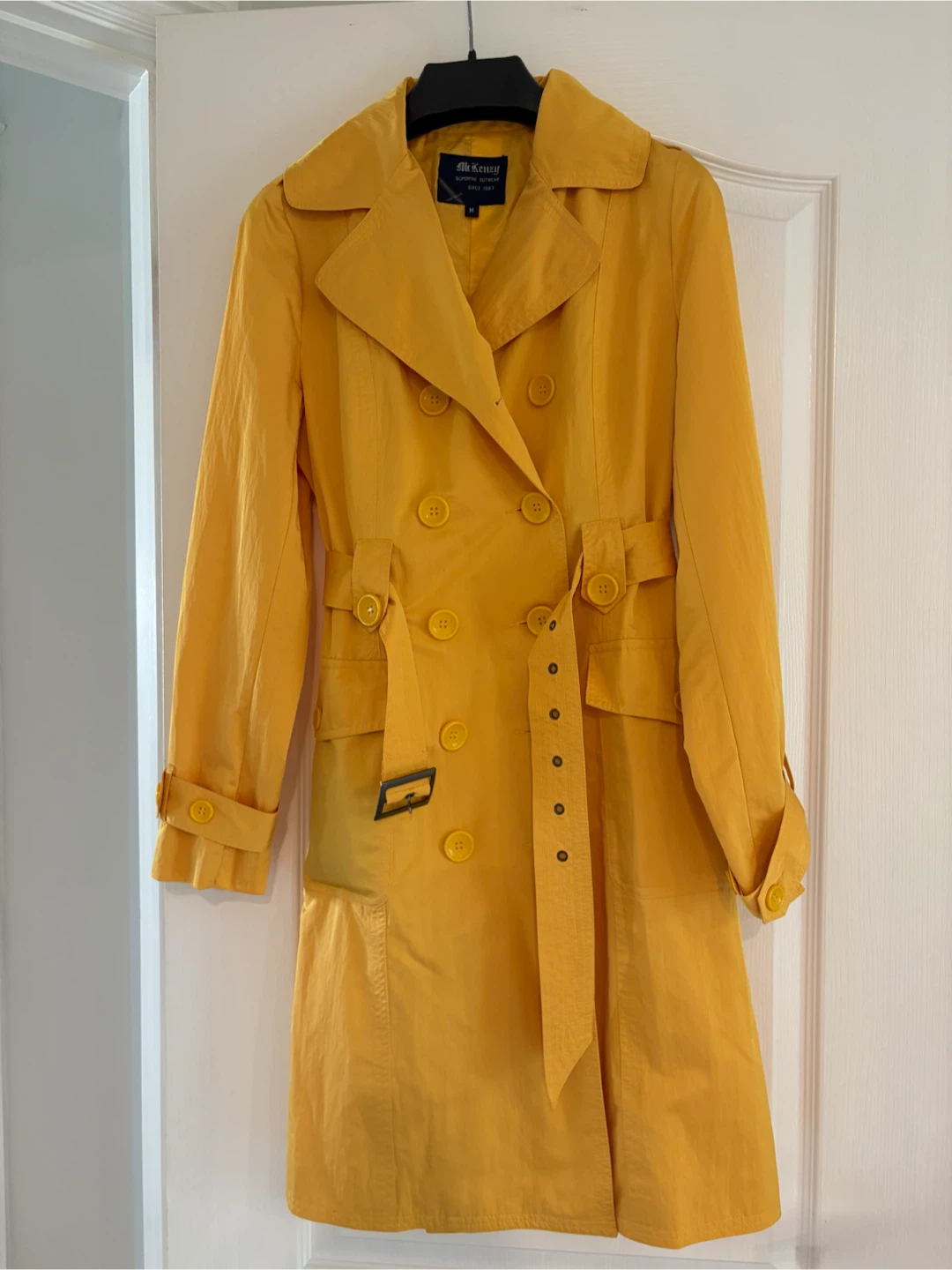 McKenzie Yellow Double-Breasted Trench Coat - Size M