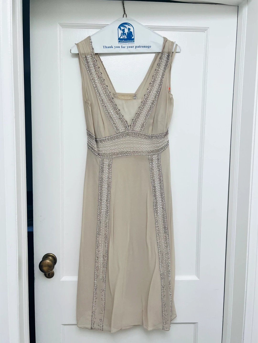 Vintage Karen Millen Formal Beaded V-Neck Dress