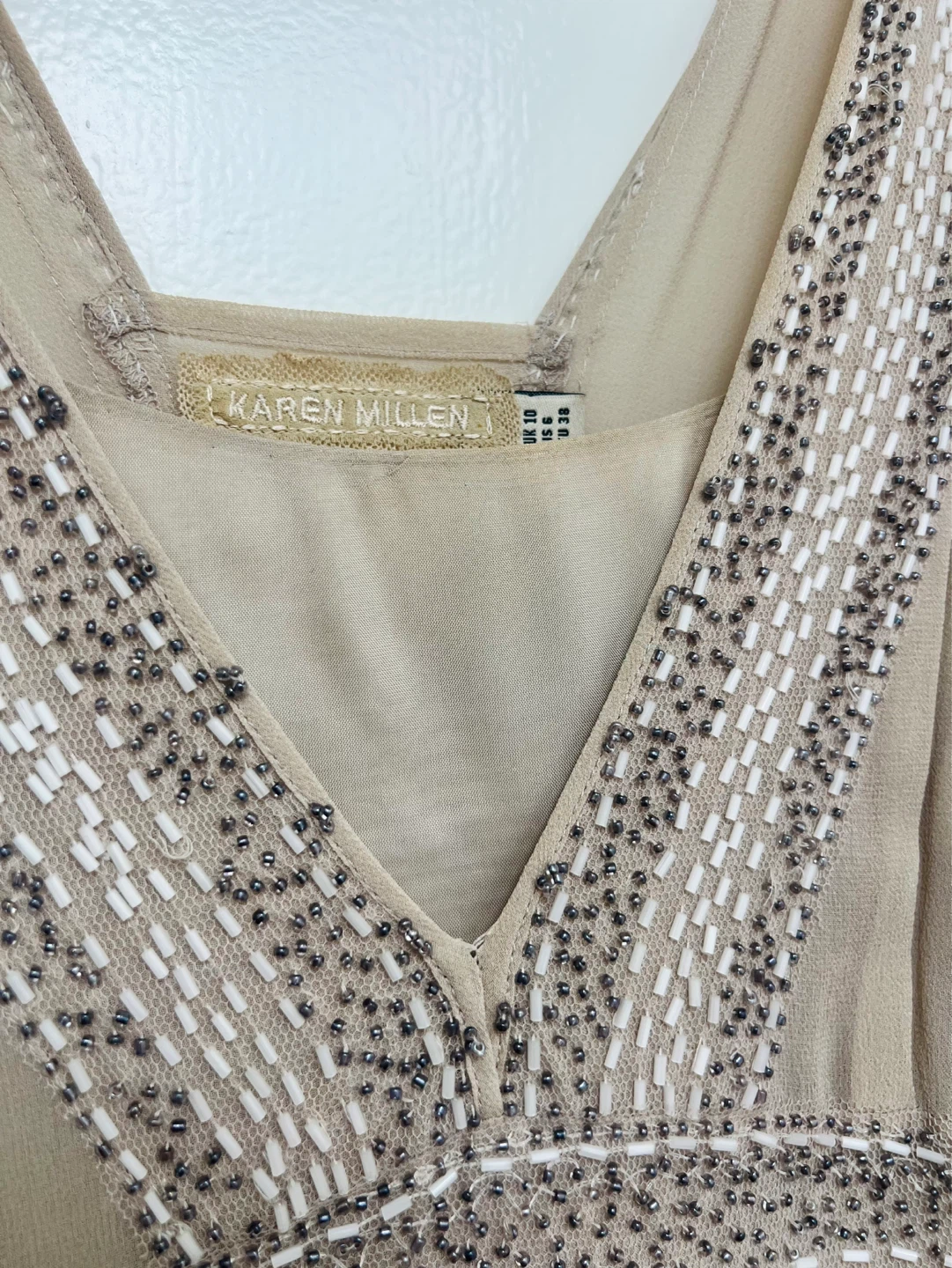 Vintage Karen Millen Formal Beaded V-Neck Dress - photo 2