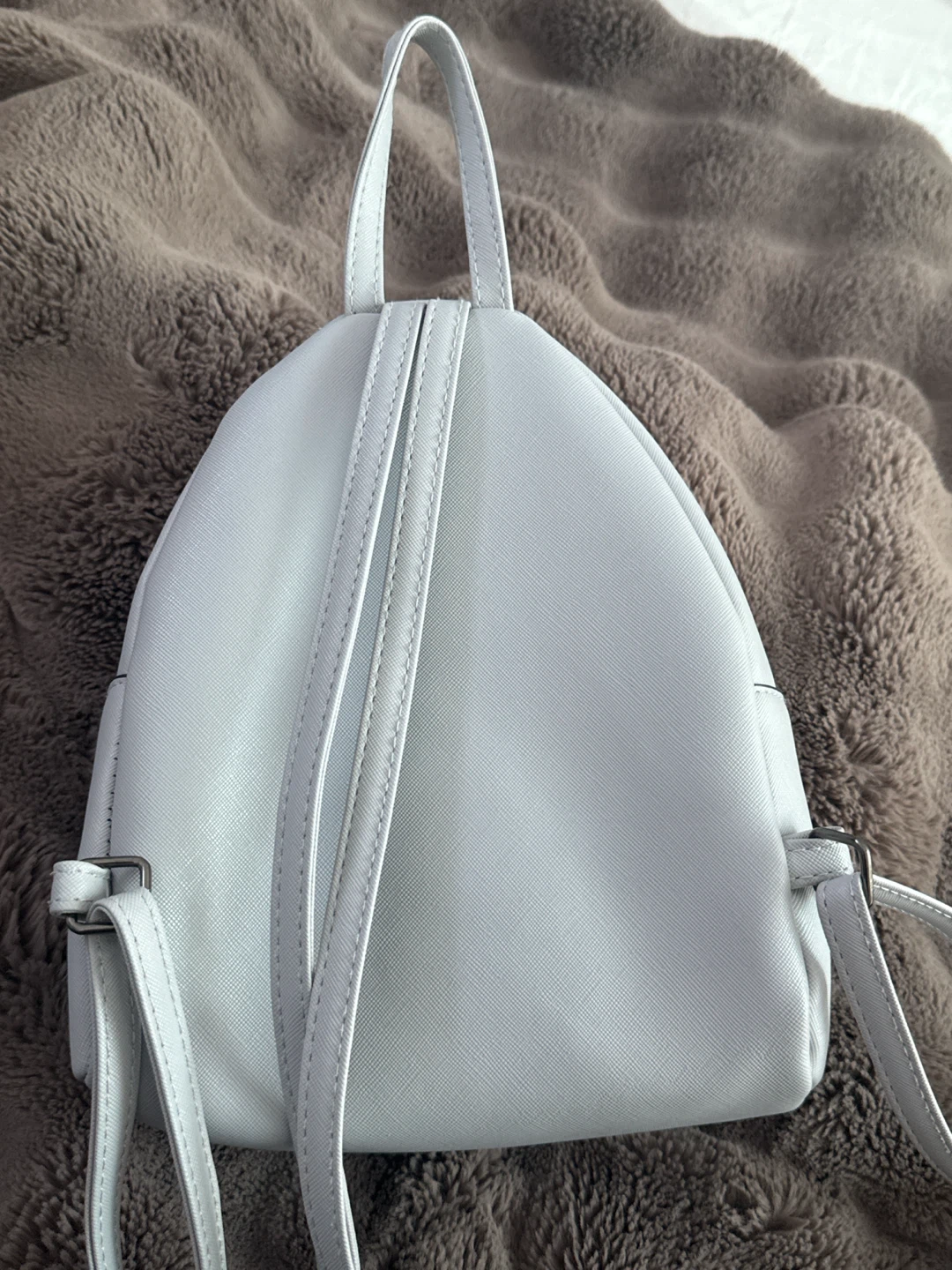Light Blue Faux Leather Mini Backpack - photo 2