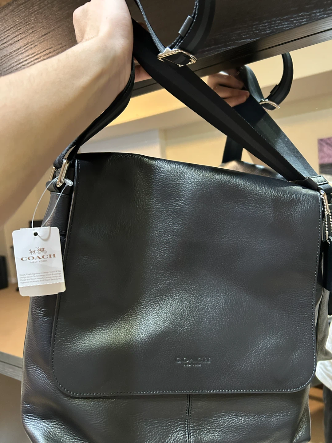 Coach Messenger Bag Black Leather