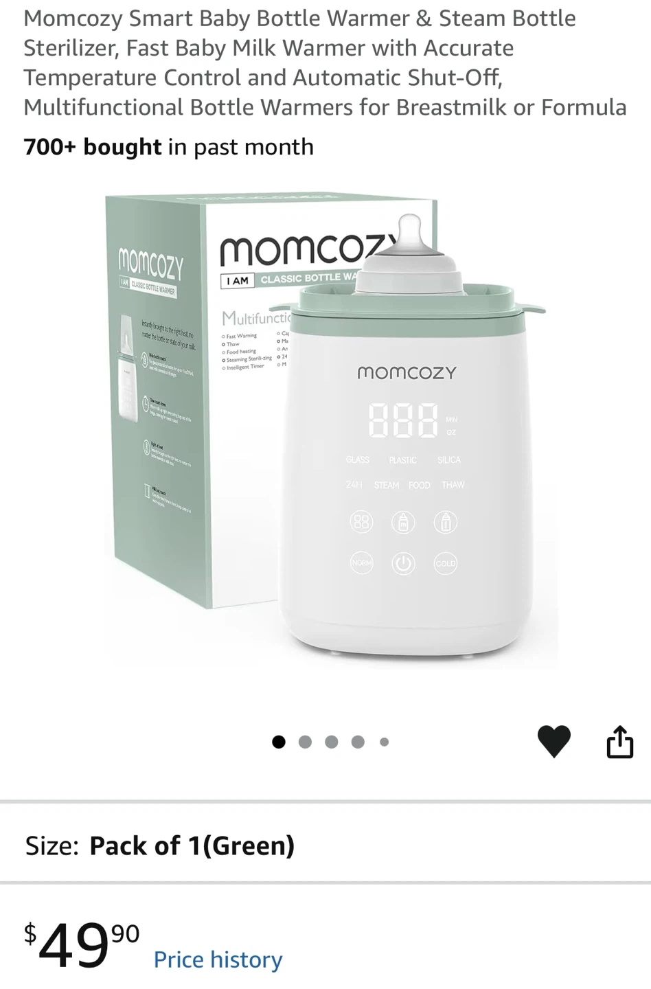 Momcozy Smart Baby Bottle Warmer & Steam Bottle Sterilizer