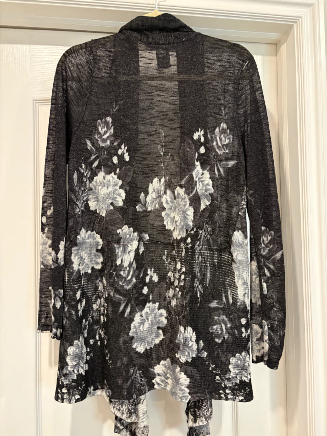 INC Women's Black Floral Open Cardigan - photo 2