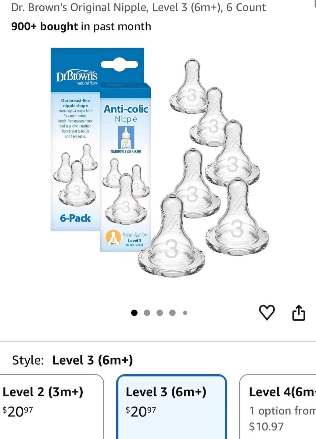 Dr. Brown's Level 3 Nipples, 6-Pack - photo 2