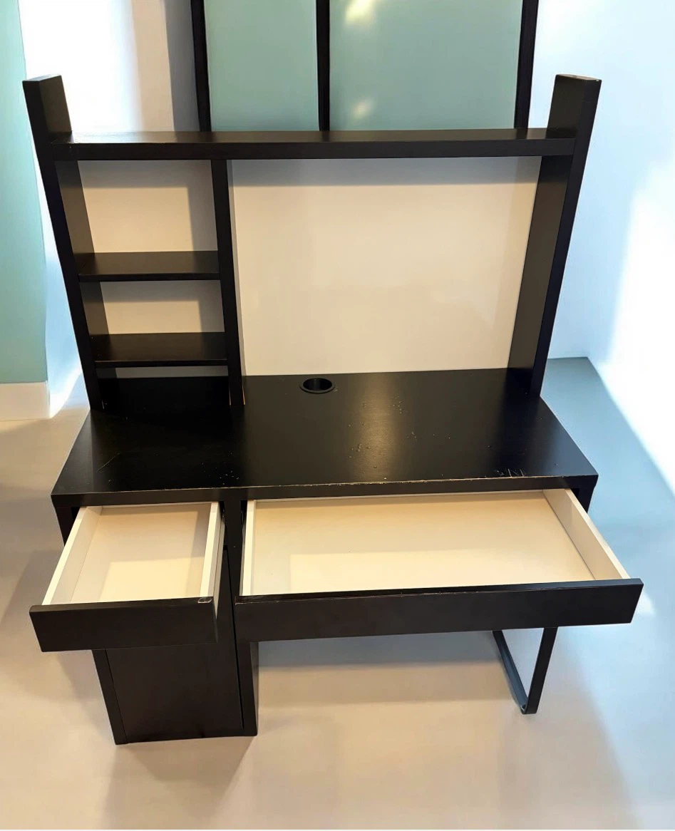 MICKE desk 105x50 cm w/ storage/hutch combo Used as is.. - photo 3
