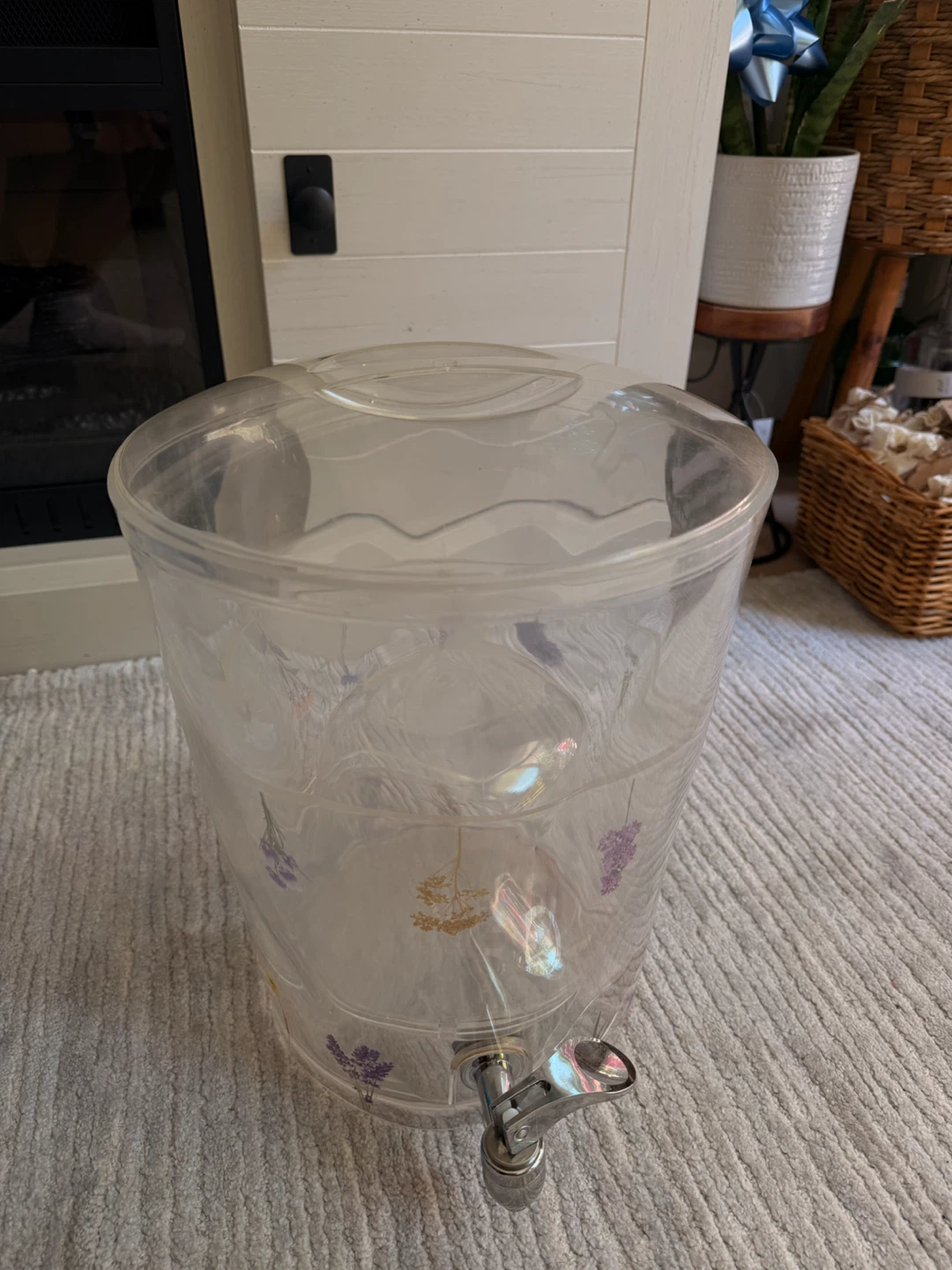 Plastic Drink Dispenser with Floral Design