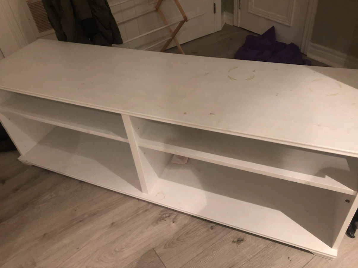 White Media Console with Shelves
