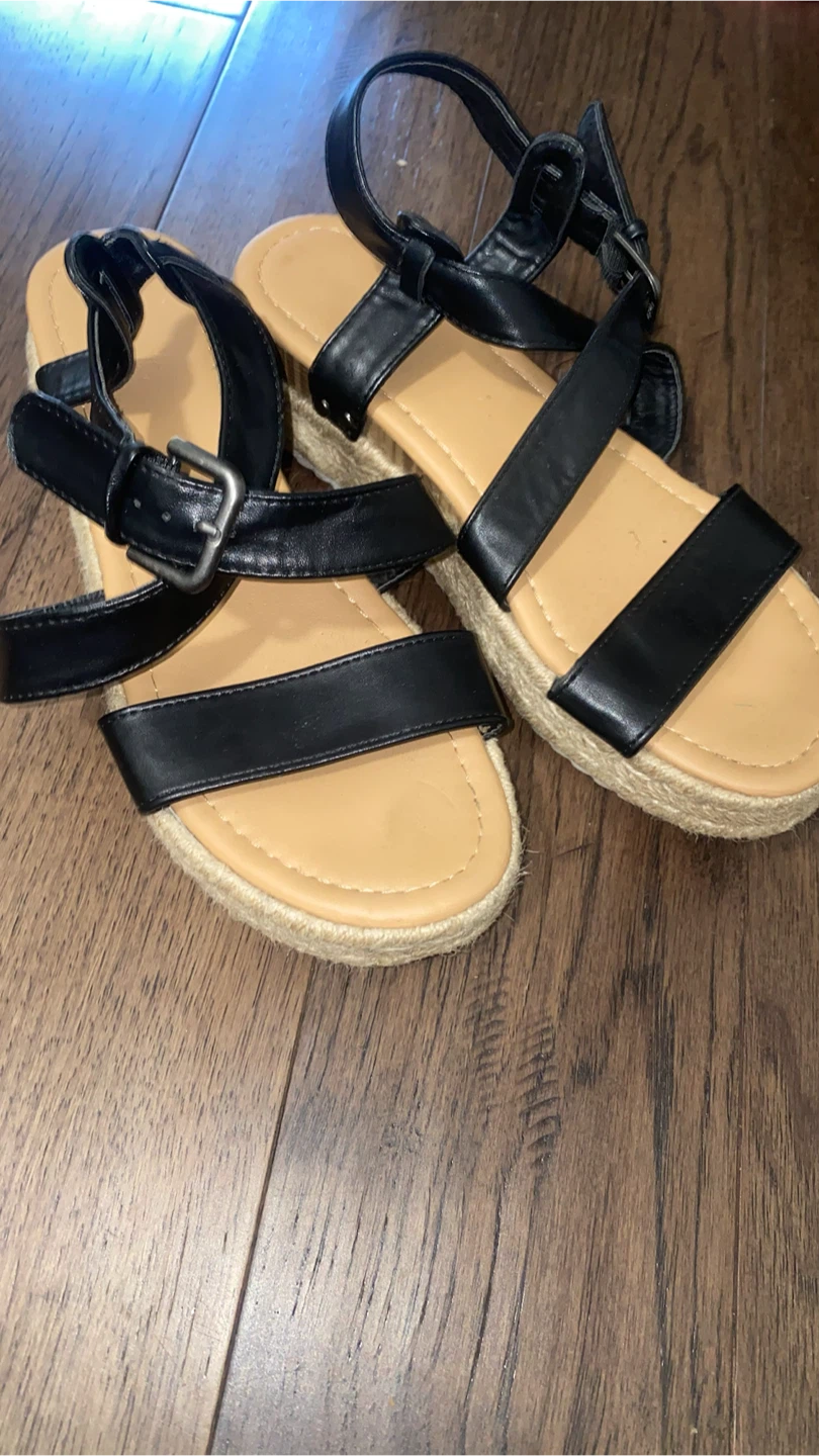 Black Espadrille Platform Sandals