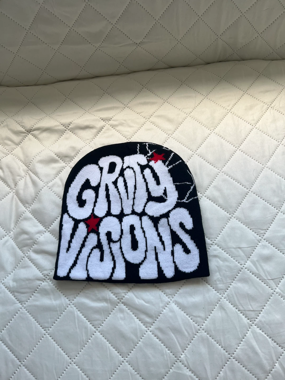 GRAVY VISIONS Black Beanie with Spiderweb Design