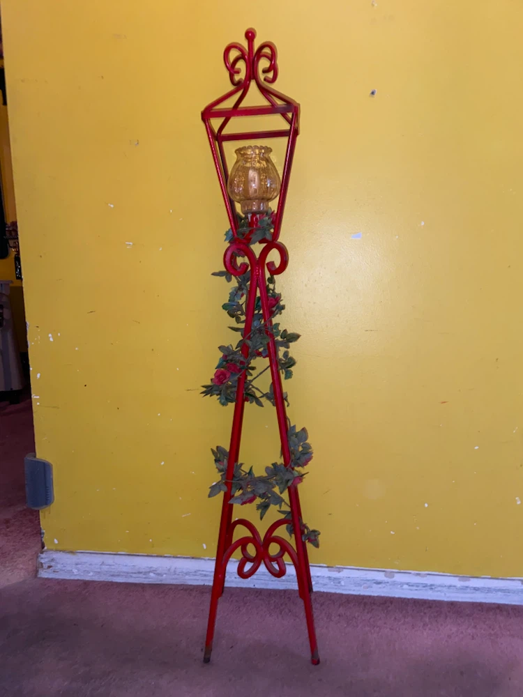 Red Decorative Lantern Candle Stand with Faux Roses - photo 3