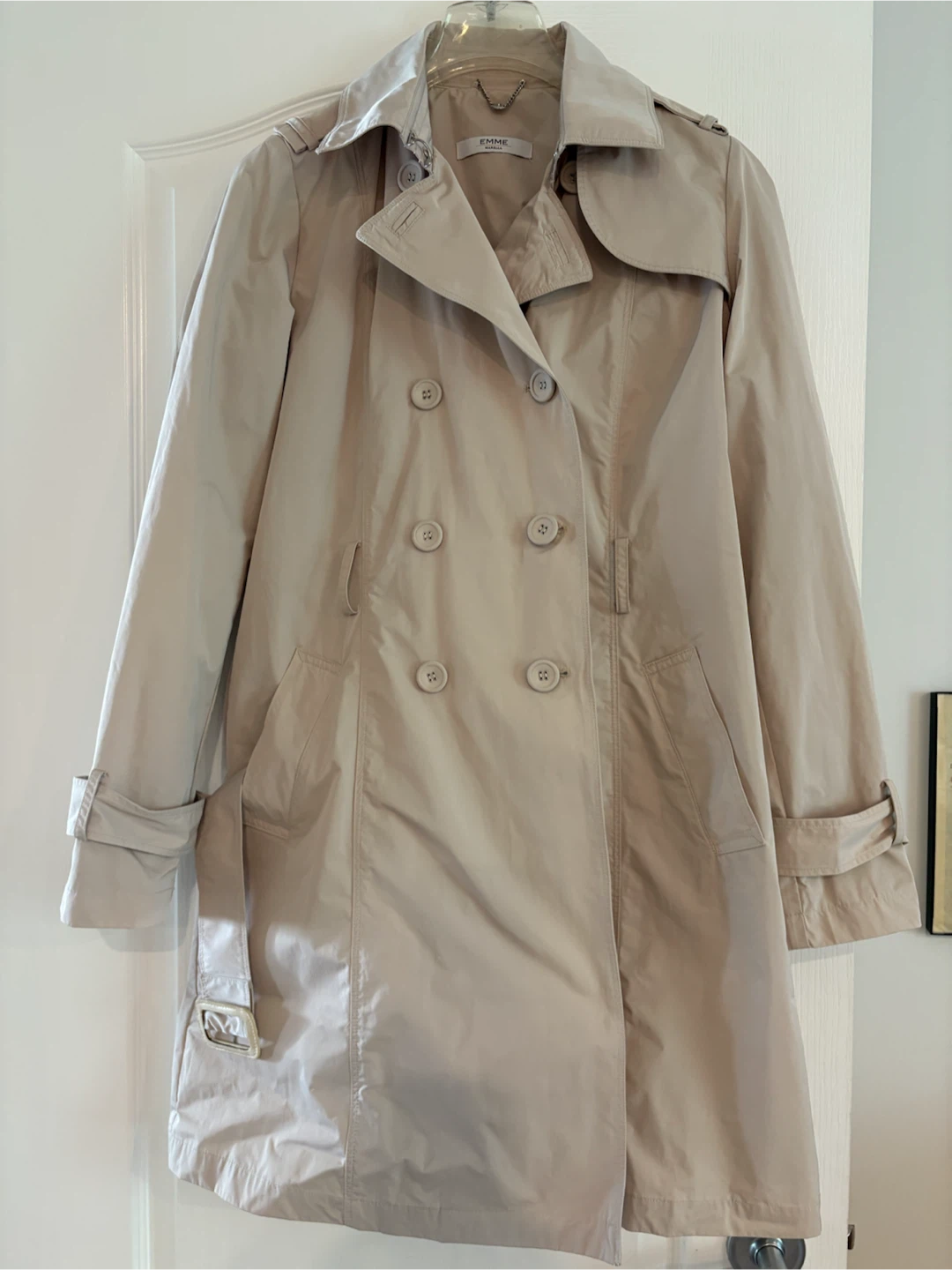 EMME Beige Double-Breasted Trench Coat