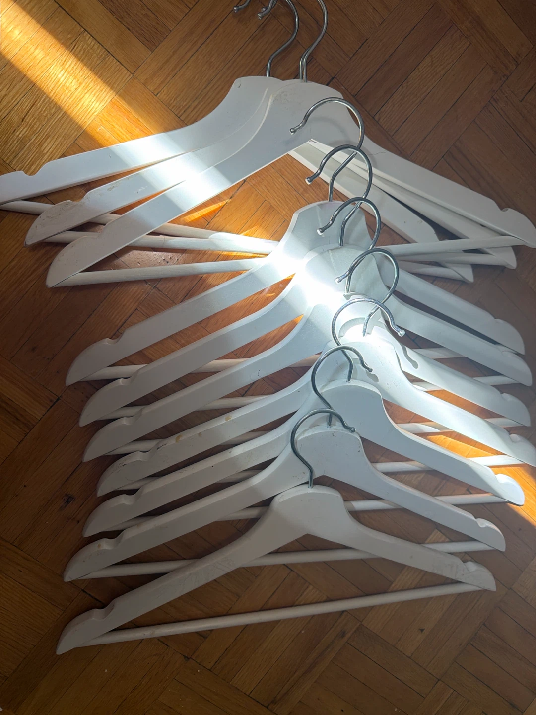 White Wooden Hangers - Set of 12