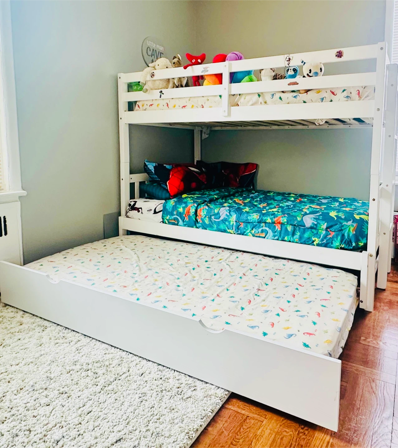 White Triple Bunk Bed with Trundle