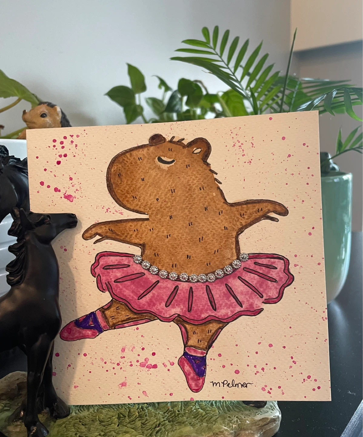 Capybara Ballerina Painting