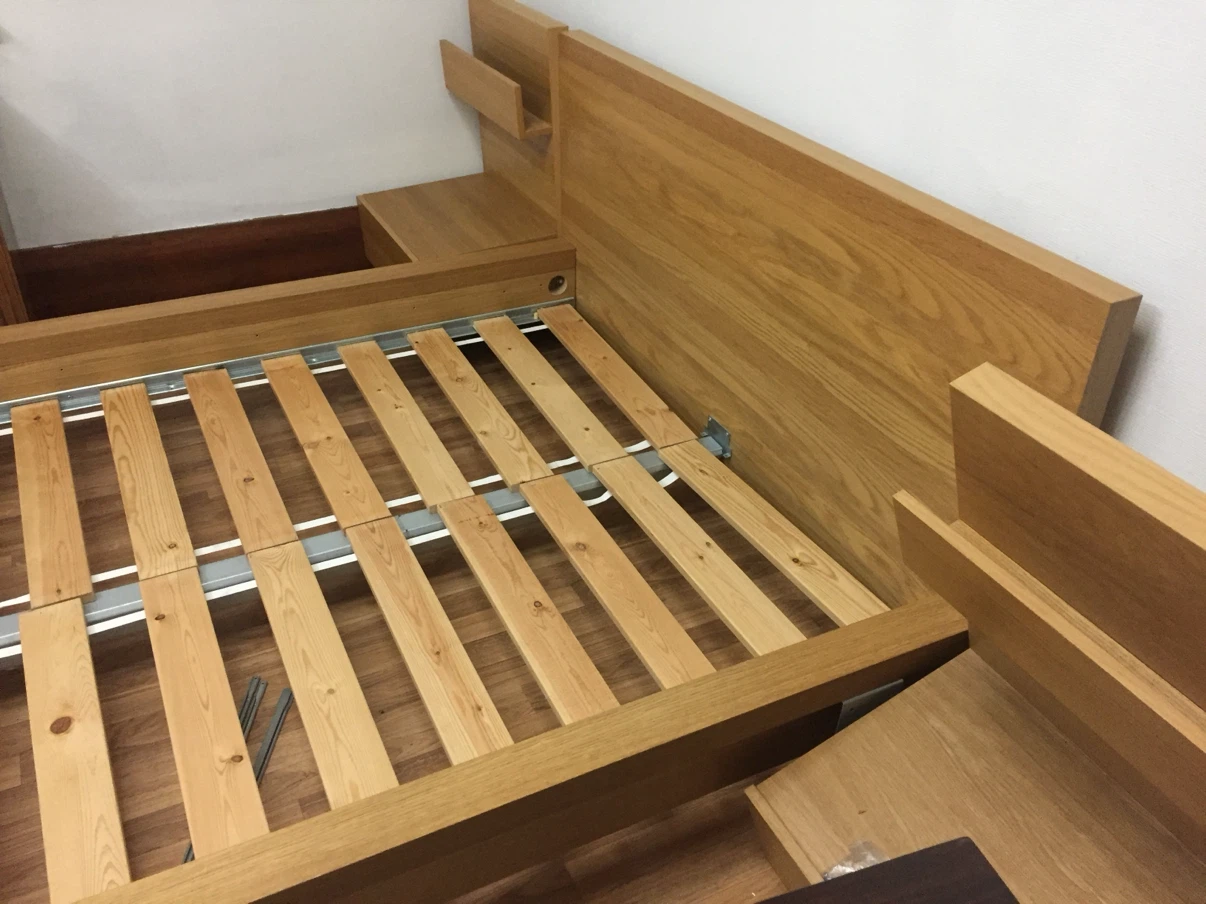 Solid Wood Bed Frame with Integrated Nightstands - photo 2