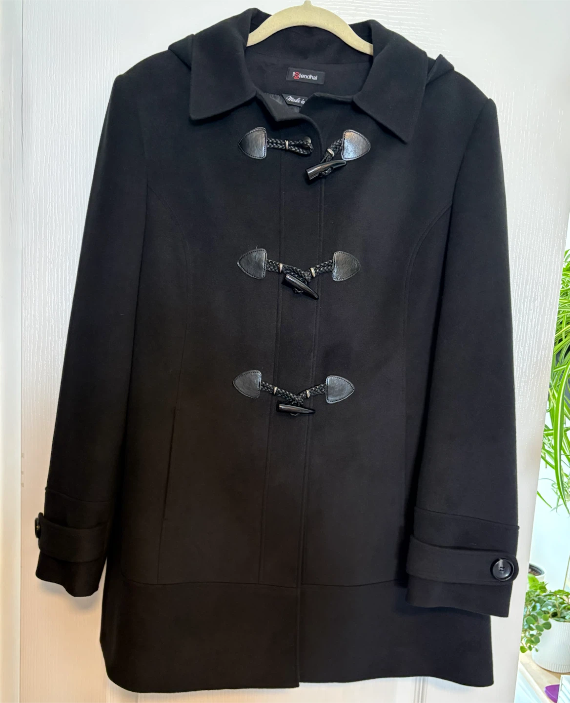 Stendhal Black Duffle Coat with Hood