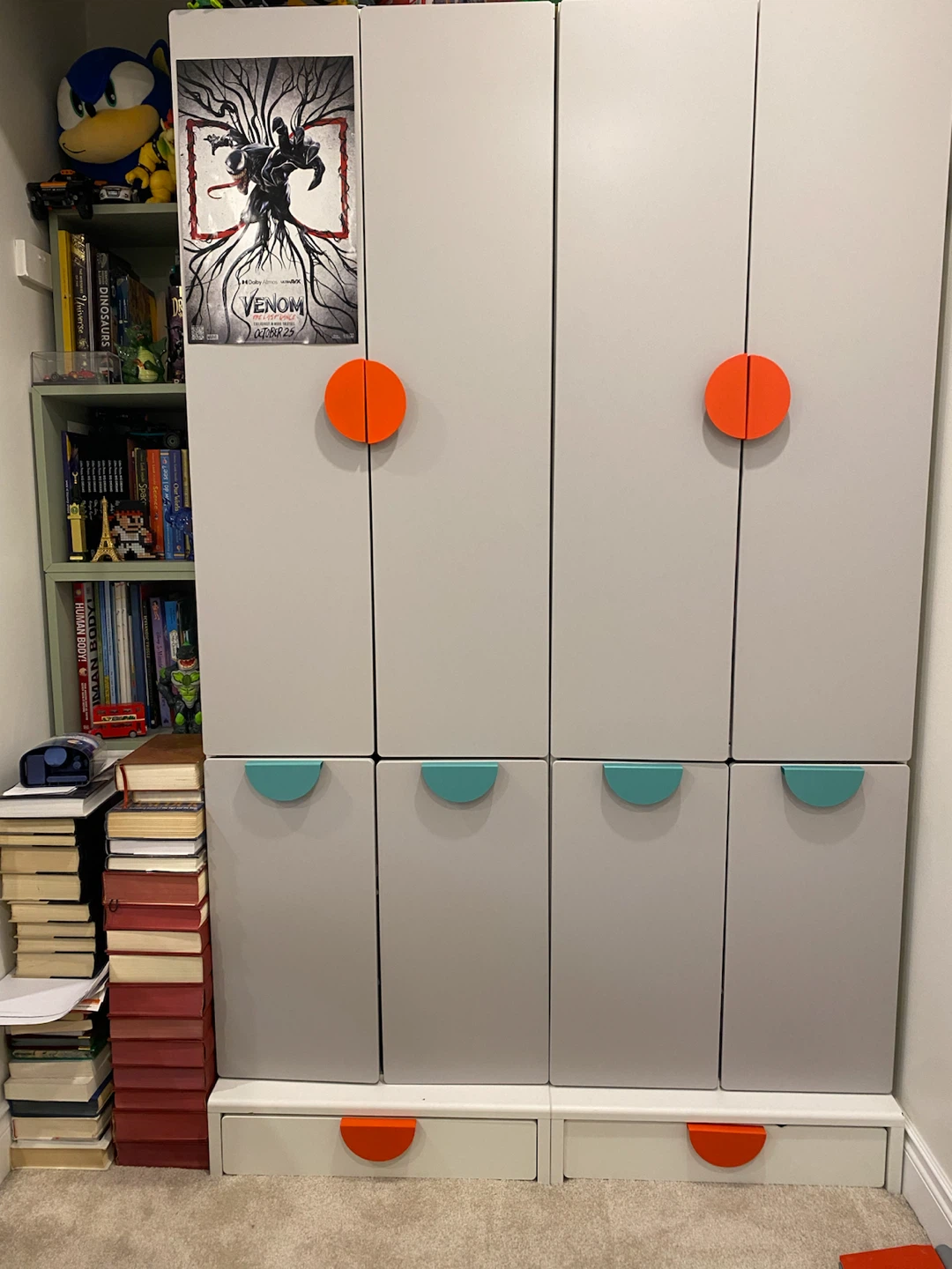 Grey Wardrobe with Orange and Teal Handles - photo 2