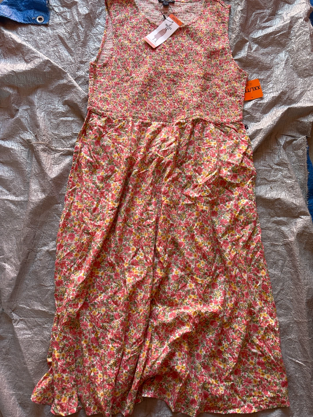 Nautica Jeans Floral Smocked Midi Dress XXL