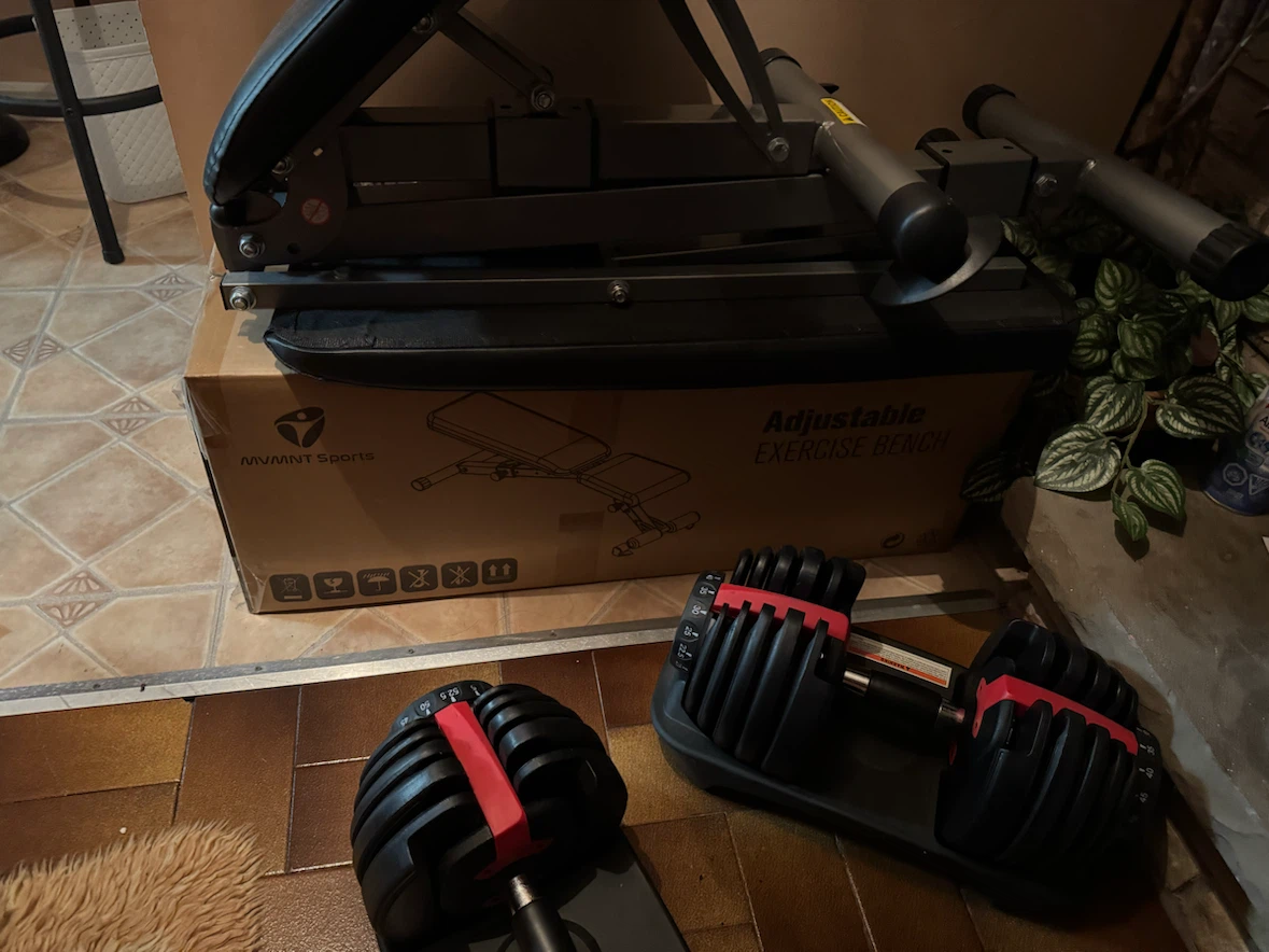 Adjustable Dumbbells and Exercise Bench - photo 4