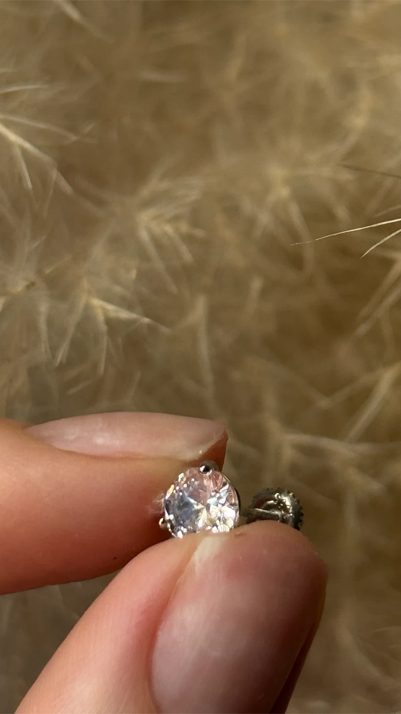 Brand New Sterling Silver CZ Stud Earrings with Screw Backs